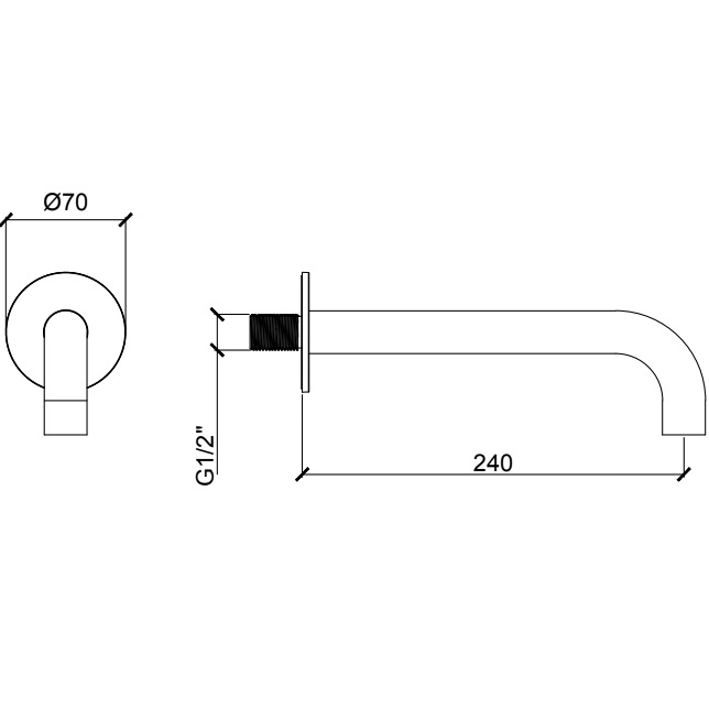 Излив для ванны настенный Almar 24см E098007.AB (черный металл брашированный)