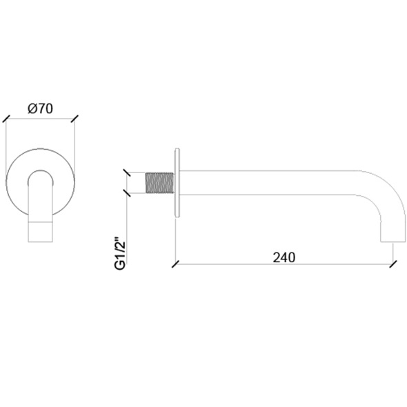 Излив для ванны настенный Almar 24см E098007.CR (хром)