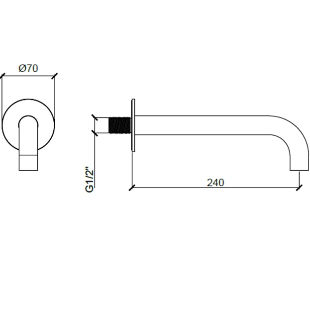 Излив для ванны настенный Almar 24см E098007.GM (оружейный металл брашированный PVD)
