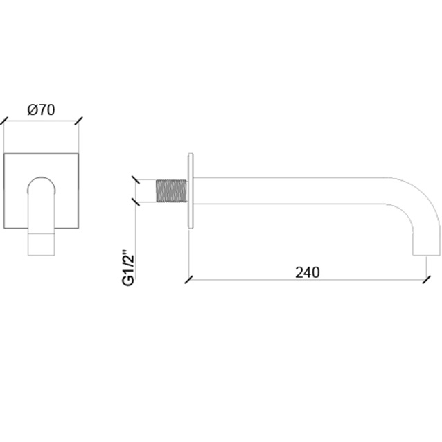 Излив для ванны настенный Almar 24см E098011.HB (латунь брашированная)