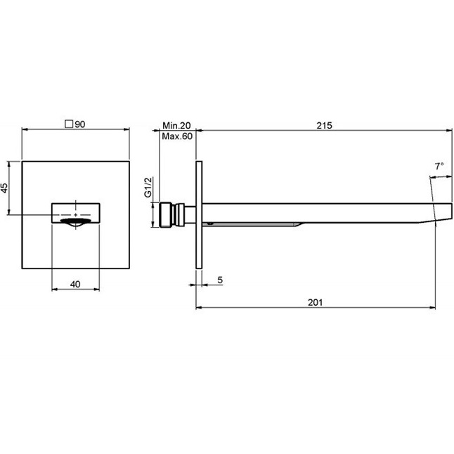 Излив для ванны настенный Fima Carlo Frattini F2424NS (черный матовый)