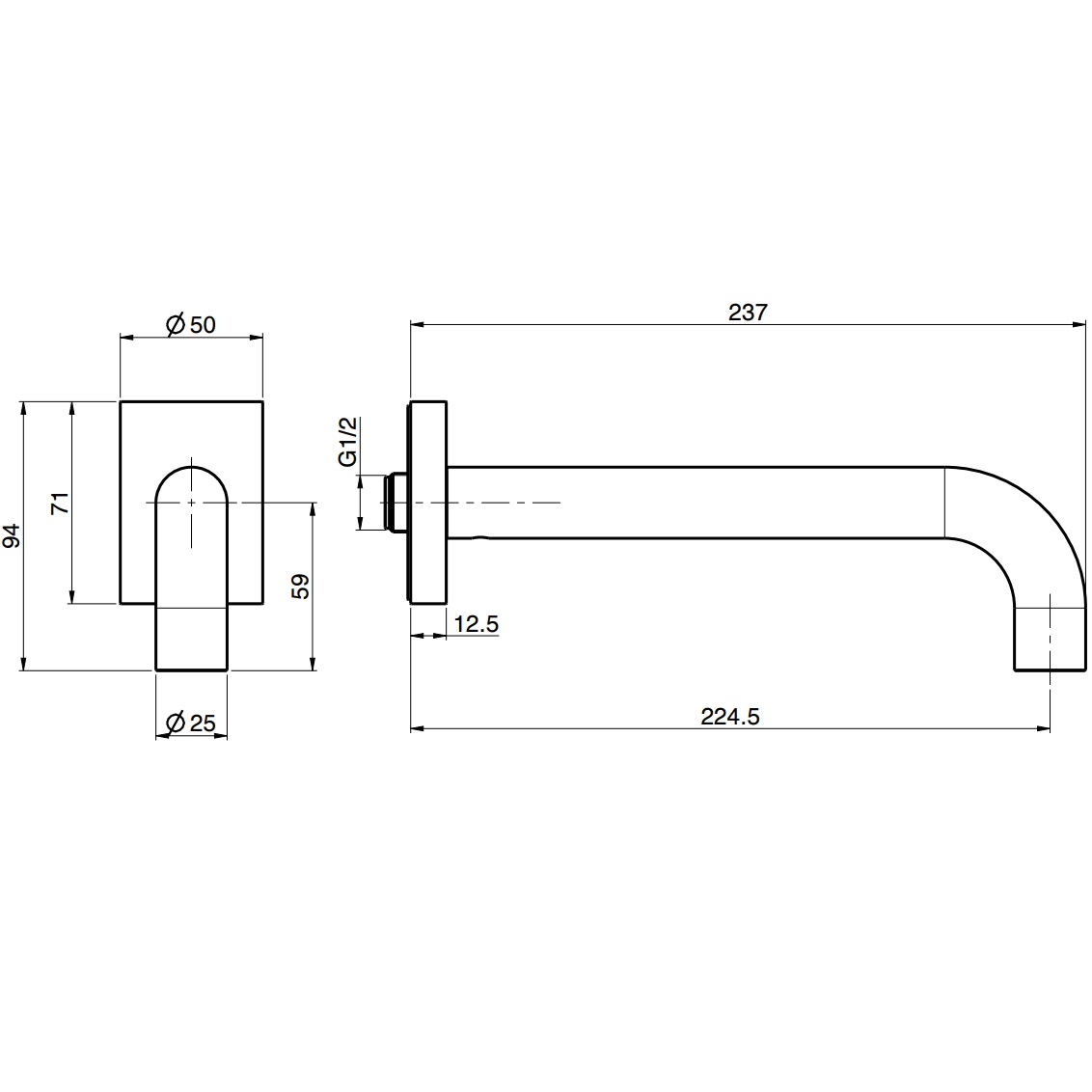 Излив для ванны настенный Fima Carlo Frattini Switch On F5976NS (черный матовый)