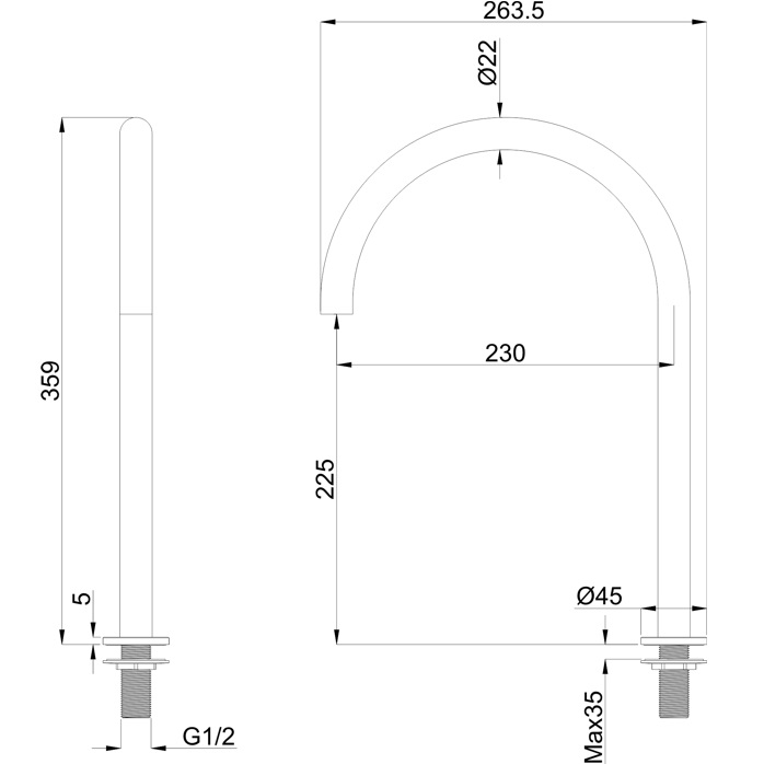 Излив накладной отдельностоящий Whitecross Серия Y Y1203BL (черный матовый)