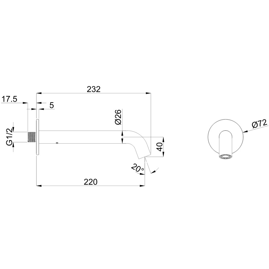 Излив настенный 22 см., Whitecross Серия Y Y1202NIB (никель брашированный PVD)