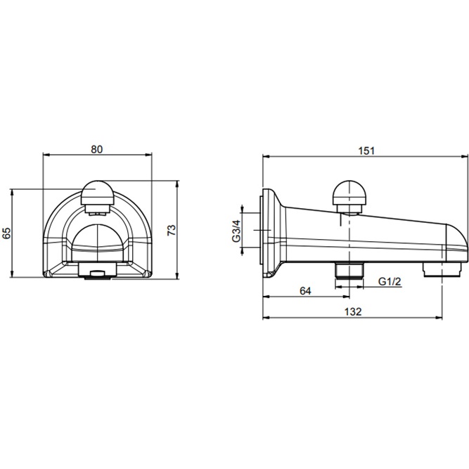 Излив настенный c переключателем 13 см. Fima Carlo Frattini Wellness F2041CR (хром)