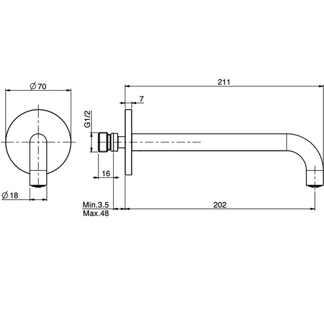 Излив настенного монтажа 20 см Fima Carlo Frattini Spillo Steel F2944INOX (нержавеющая сталь)