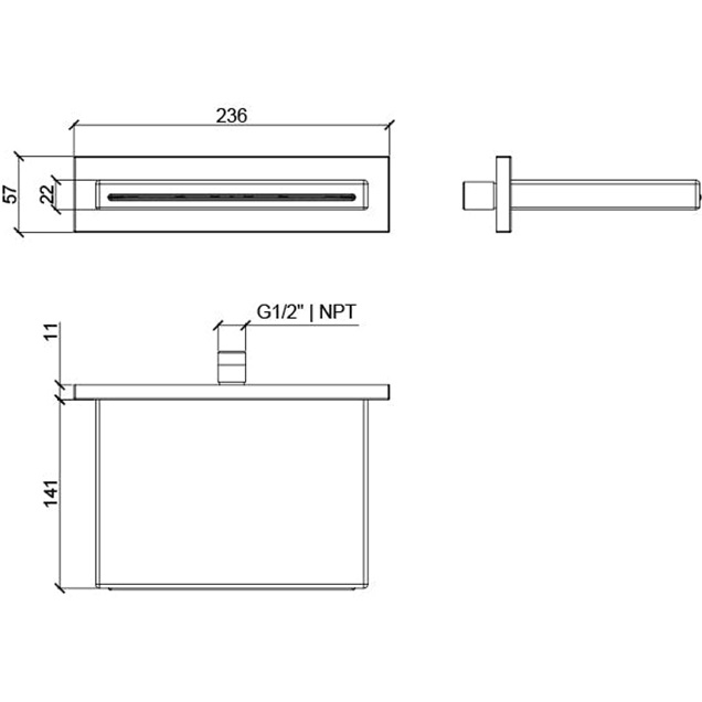 Каскадный душ настенный Almar E044086.CR 23.6х15.2 (хром)