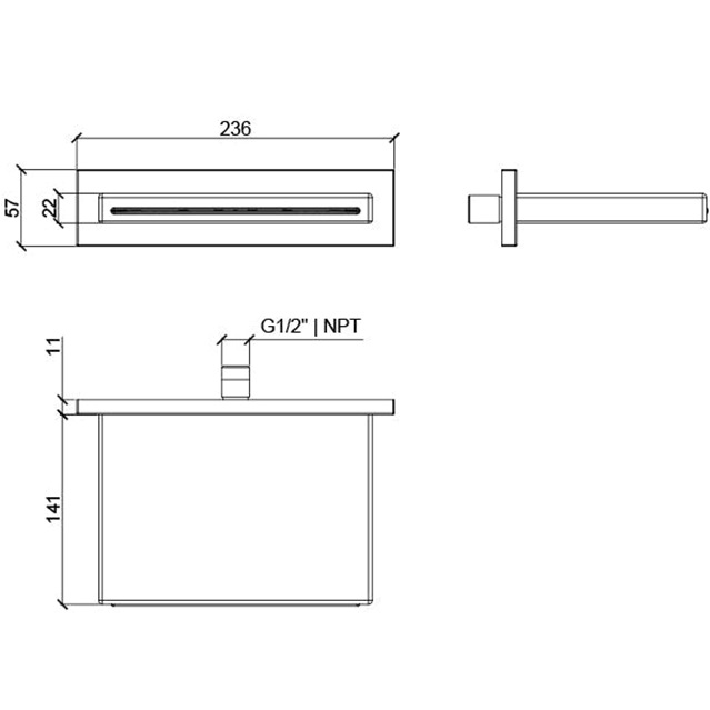 Каскадный душ настенный Almar E044086.MB 23.6х15.2 (черный матовый)