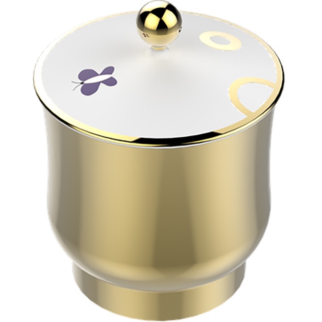 Китайская коробка с белой фарфоровой крышкой THG Capucine Mauve Decor Or A7D-A02-4619 (золотой, лиловый, белый)