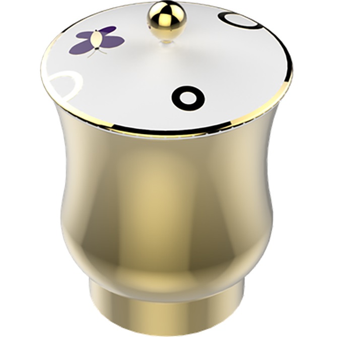 Китайская коробка с белой фарфоровой крышкой THG Capucine Mauve Decor Or A7D-A02-4621 (золотой, лиловый, белый)