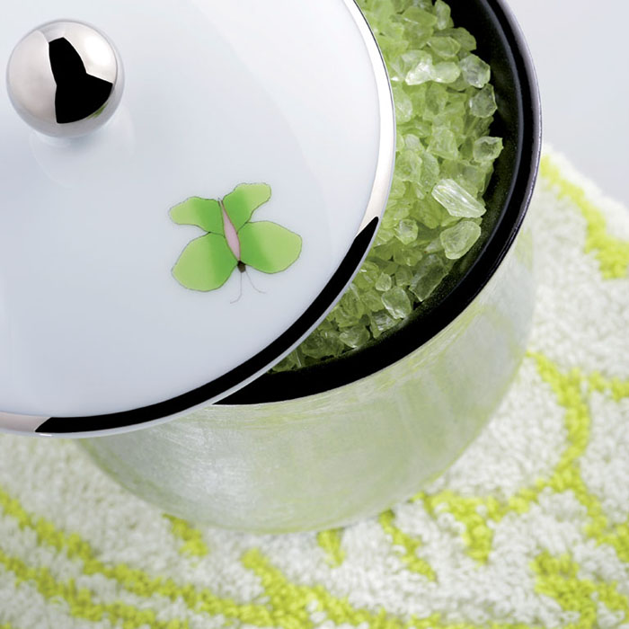 Китайская коробка с белой фарфоровой крышкой THG Capucine Vert Decor Platine A7E-A02-4619 (платина, зеленый, белый)