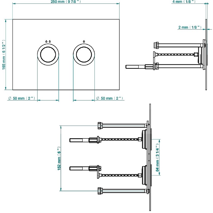 Клавиша смыва для унитаза двойная, для инсталляций TECE THG G00-A02-219TC (хром)