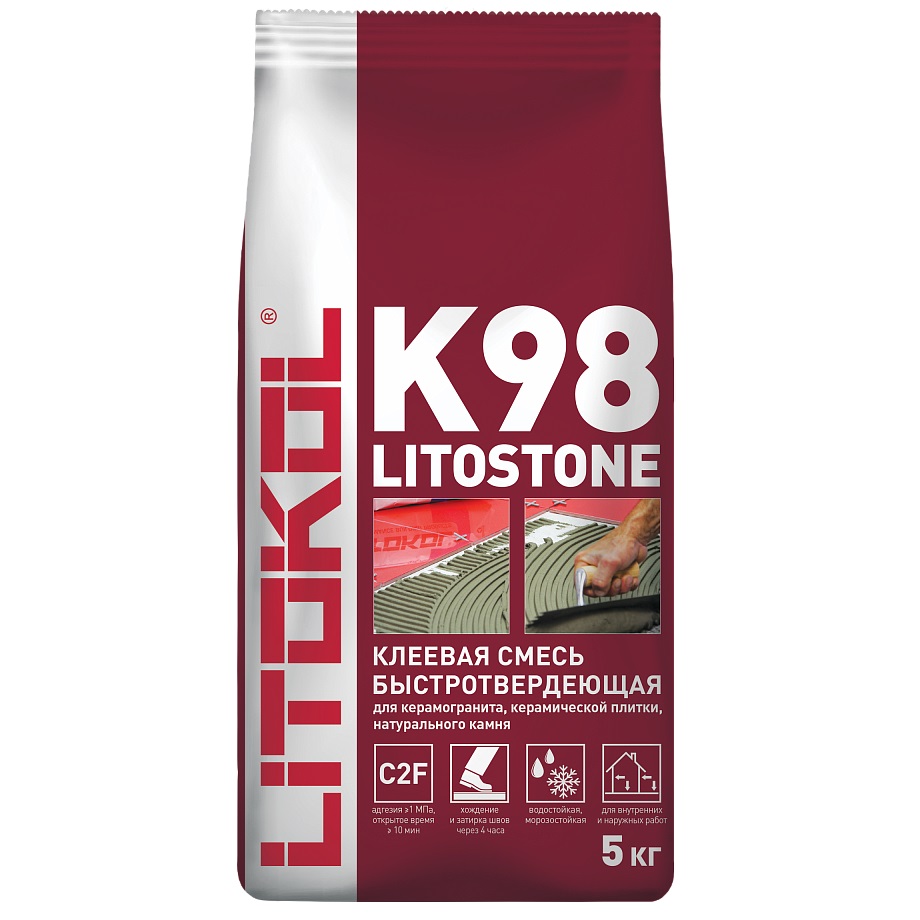 Клей для плитки Litostone K98 5 кг (серый), быстротвердеющий