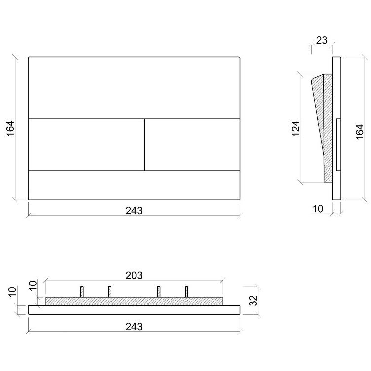 Кнопка смыва Ceramicanova Баланс (Balance) Прямоугольник (Rect) CN12-004CH (хром глянцевый)