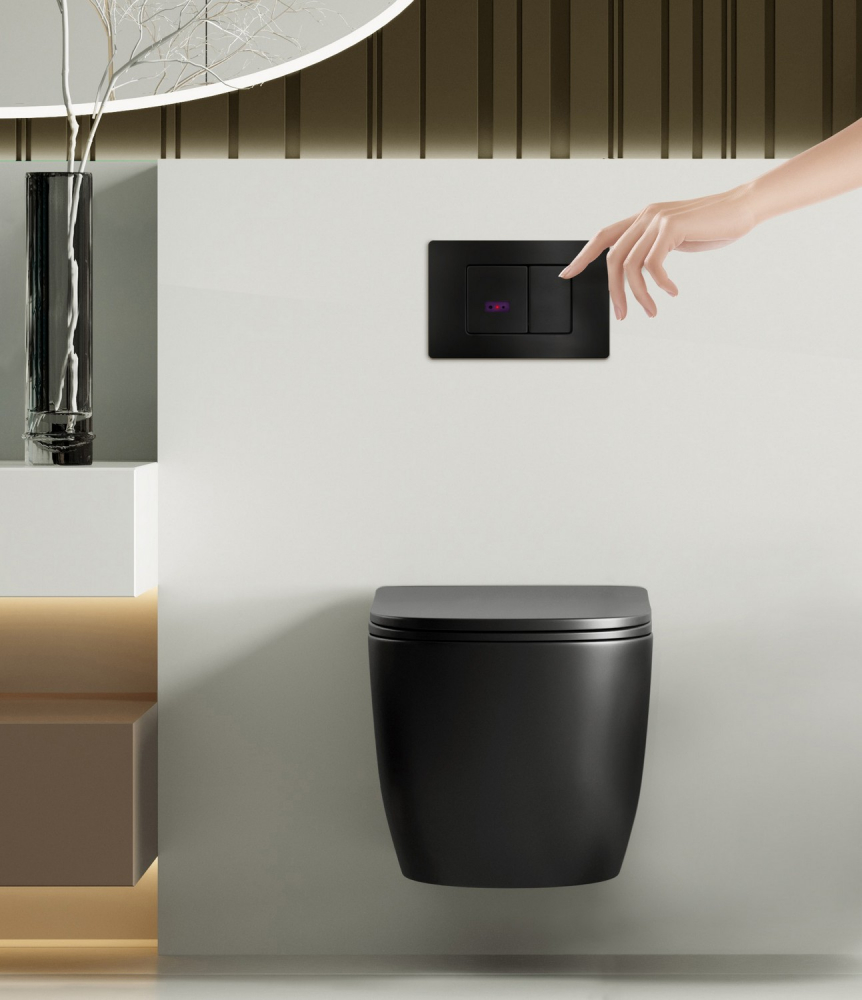 Кнопка смыва сенсорная Abber AC0122SMB (черный матовый)