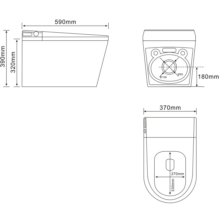 Комплект унитаз-биде подвесной с инсталляцией Abber Rechteck AC1119S-AC0101P2 59x37x39 (белый), электронный