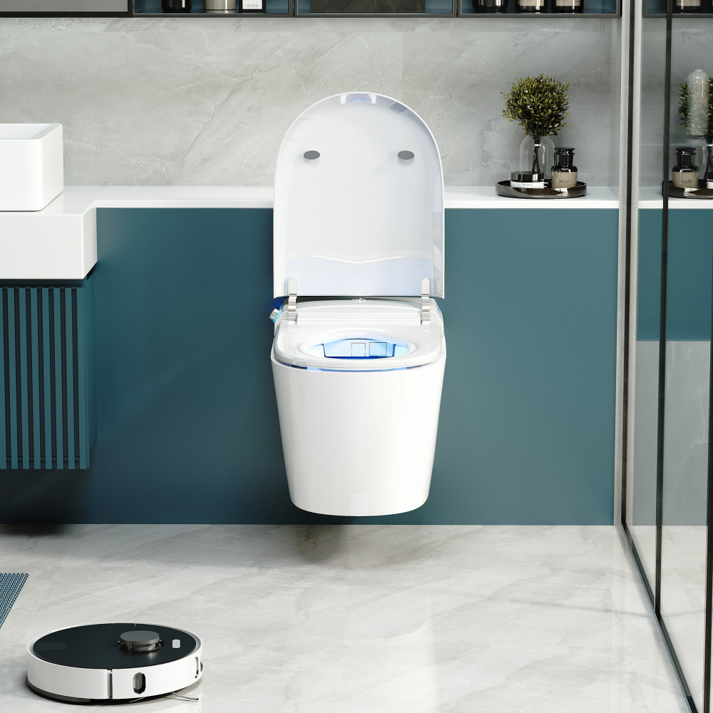 Комплект унитаз-биде подвесной с инсталляцией Abber Rechteck AC1119S-AC0101P2 59x37x39 (белый), электронный