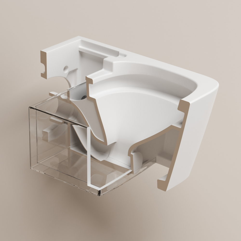 Комплект унитаз-биде подвесной с инсталляцией Abber Rechteck AC1215S-AC0101P2 60x36x38 (белый), электронный
