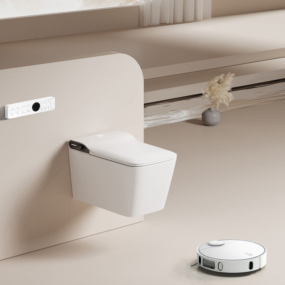 Комплект унитаз-биде подвесной с инсталляцией Abber Rechteck AC1215S-AC0101P2 60x36x38 (белый), электронный