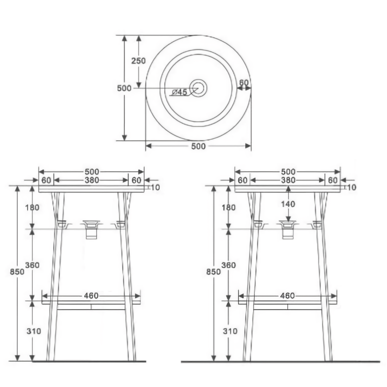 Консоль с керамической раковиной Abber Bequem AC2130 50x50x85 (белый)