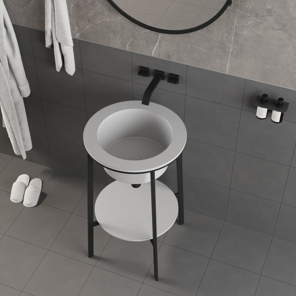 Консоль с керамической раковиной Abber Bequem AC2130 50x50x85 (белый)