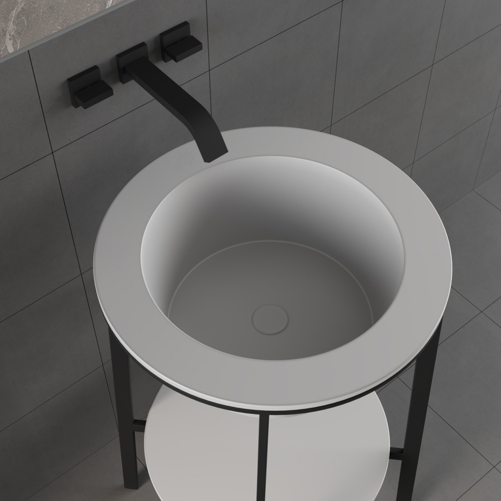 Консоль с керамической раковиной Abber Bequem AC2130 50x50x85 (белый)