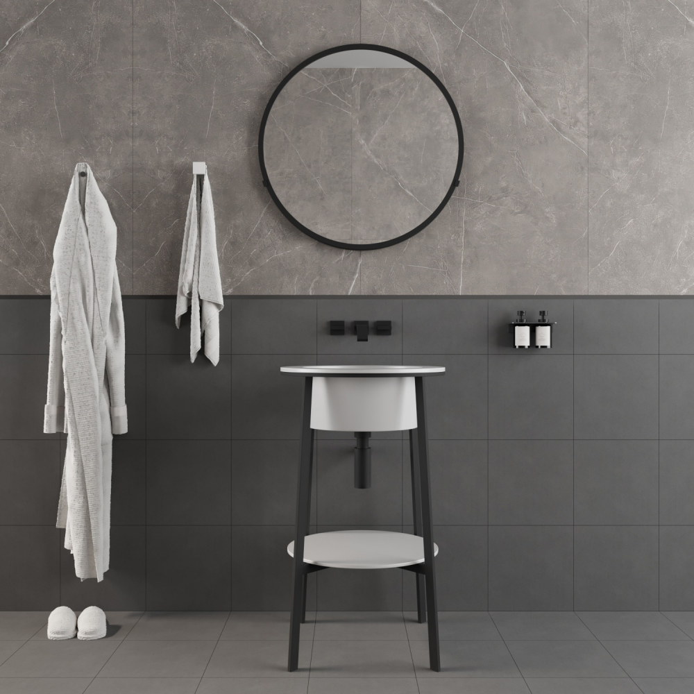 Консоль с керамической раковиной Abber Bequem AC2130 50x50x85 (белый)