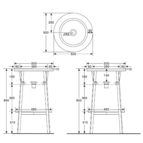 Консоль с керамической раковиной Abber Bequem AC2130MK 50x50x85 (хаки матовый)
