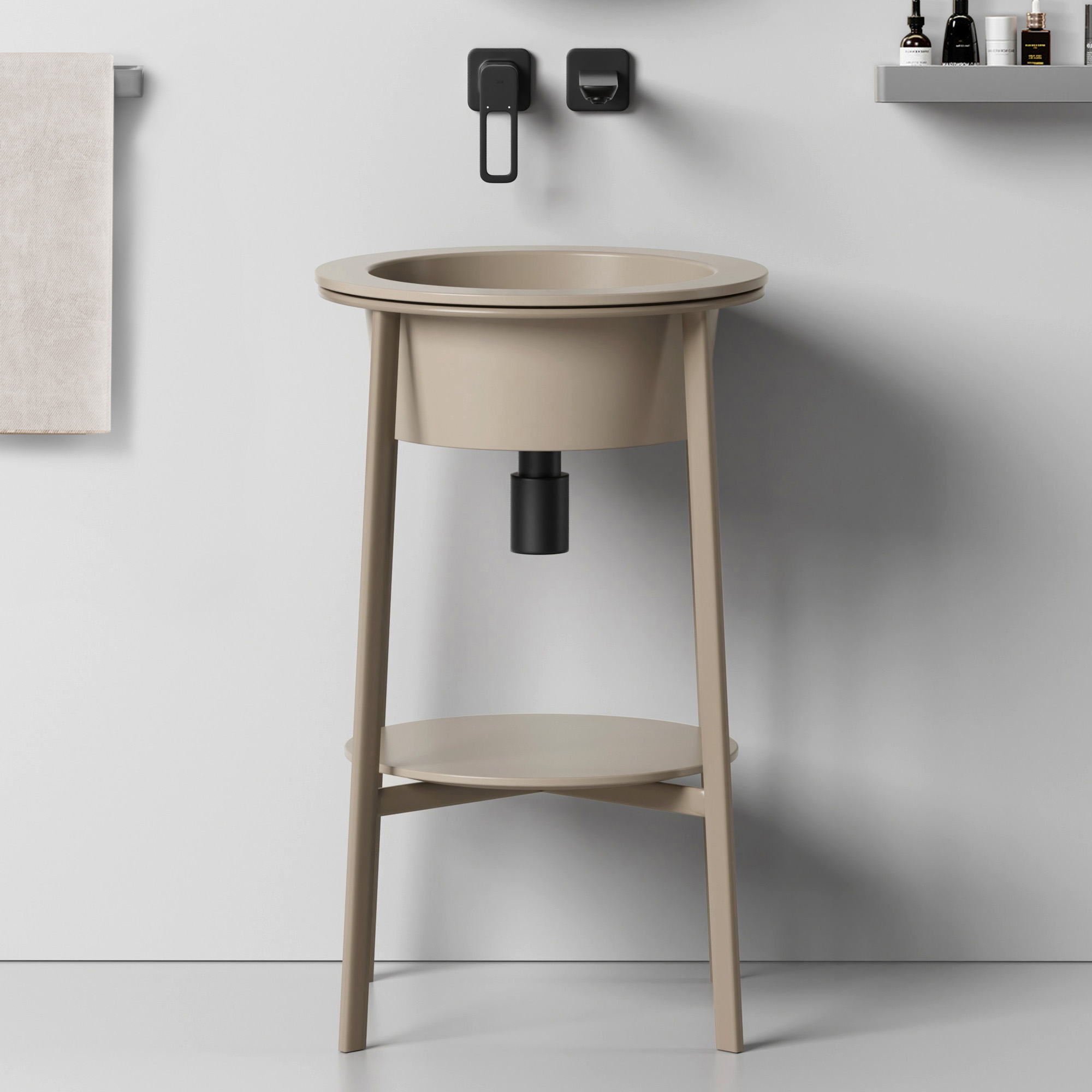 Консоль с керамической раковиной Abber Bequem AC2130MK 50x50x85 (хаки матовый)