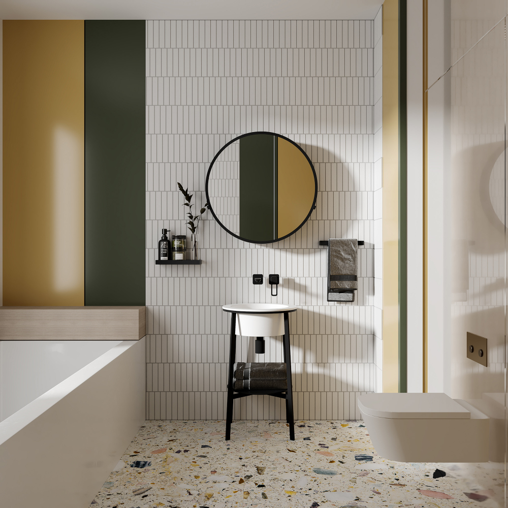 Консоль с керамической раковиной Abber Bequem AC2130MW 50x50x85 (белый матовый)