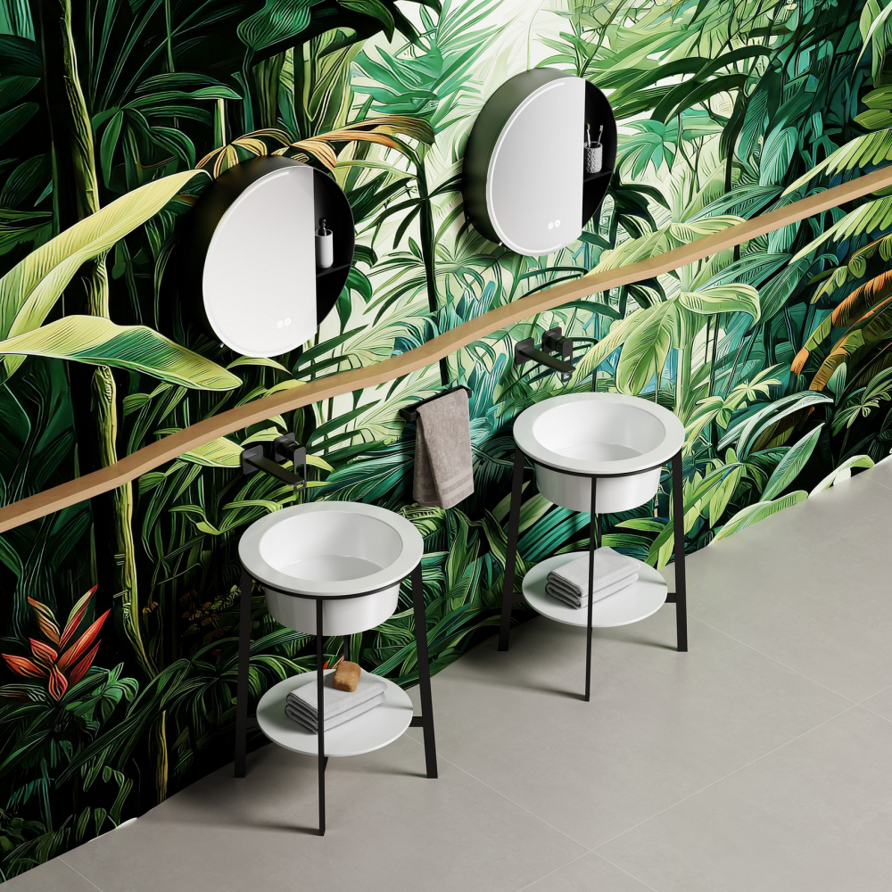 Консоль с керамической раковиной Abber Bequem AC2130MW 50x50x85 (белый матовый)