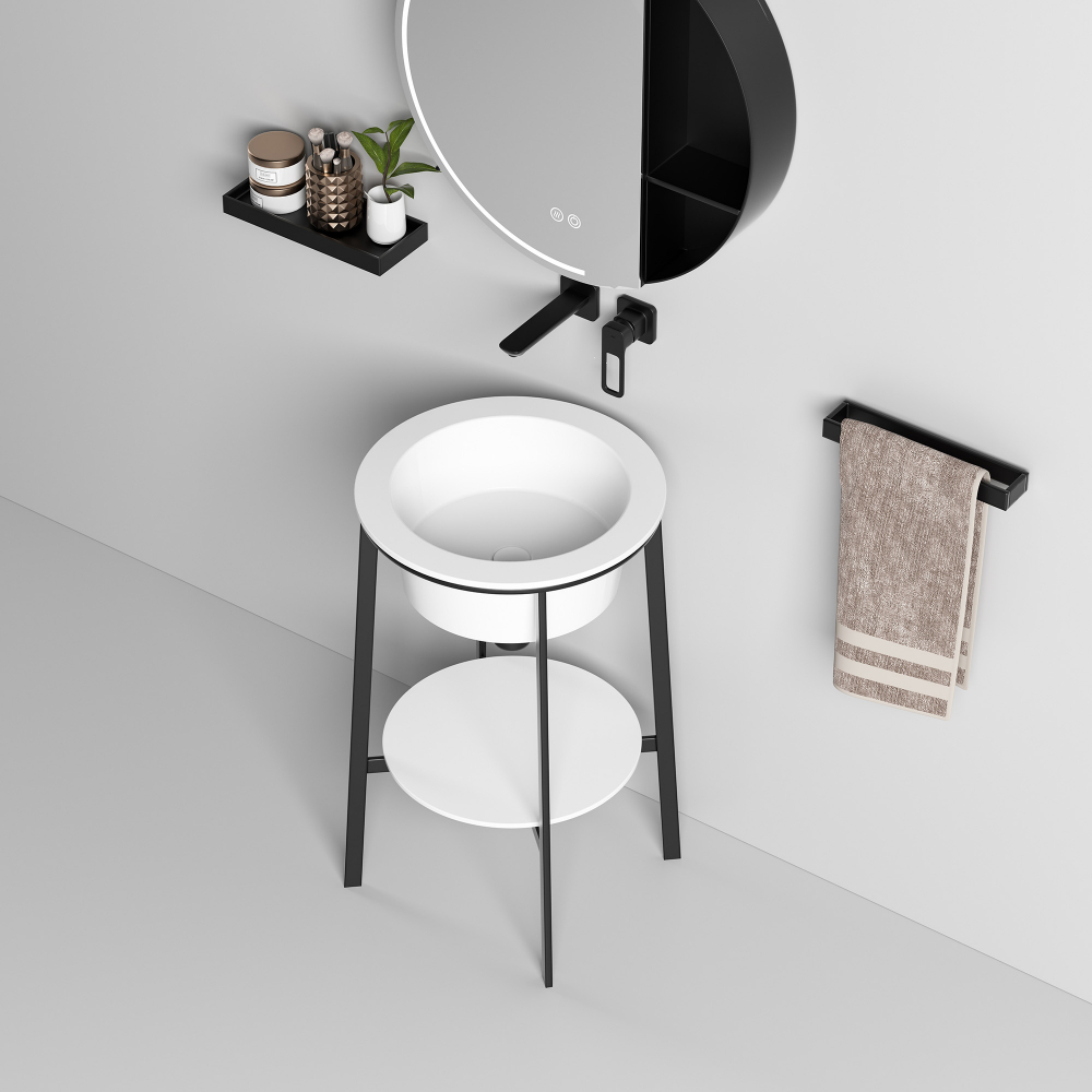 Консоль с керамической раковиной Abber Bequem AC2130MW 50x50x85 (белый матовый)