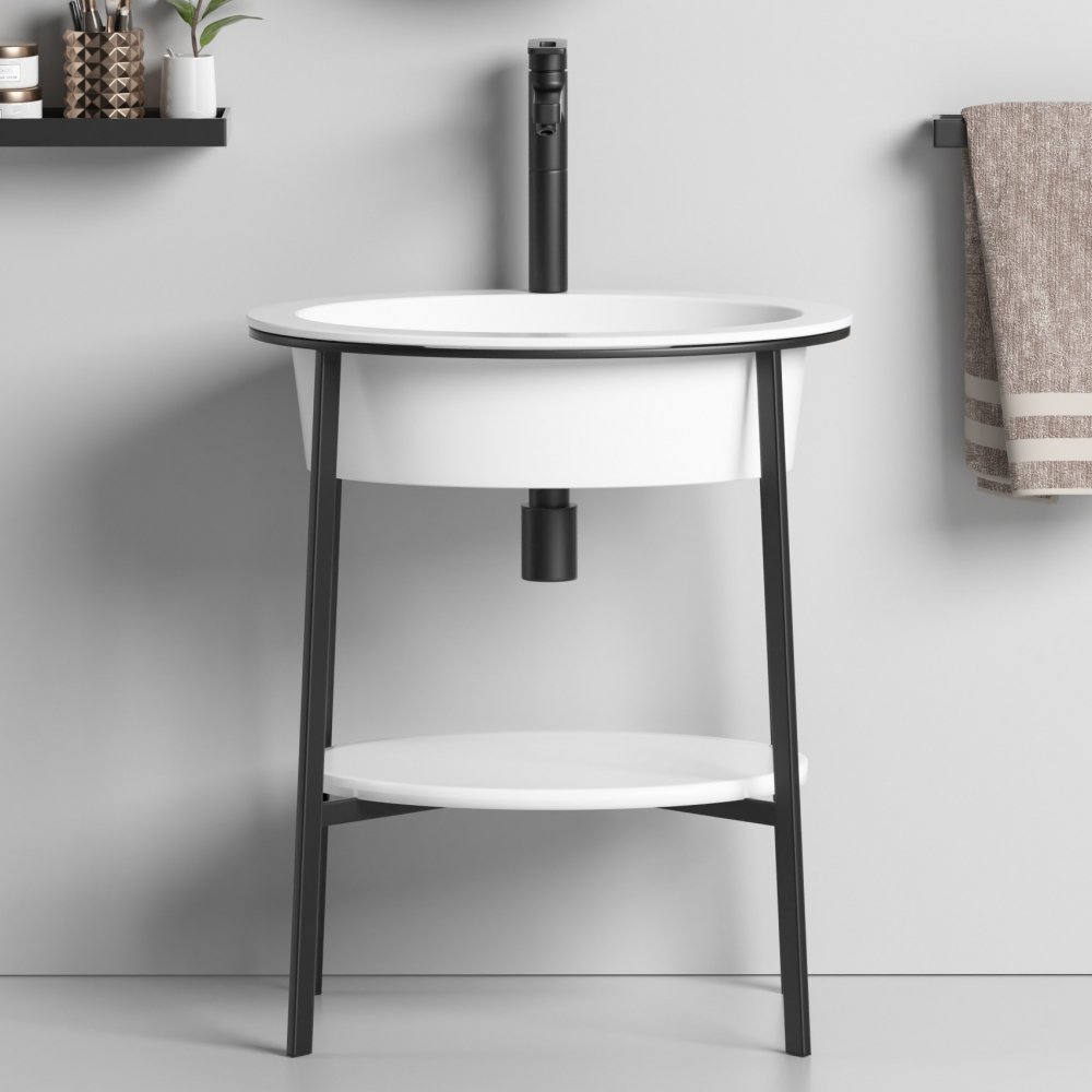 Консоль с керамической раковиной Abber Bequem AC2131MW 70x50x83 (белый матовый)