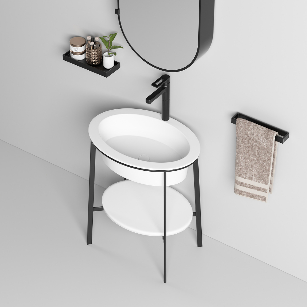 Консоль с керамической раковиной Abber Bequem AC2131MW 70x50x83 (белый матовый)