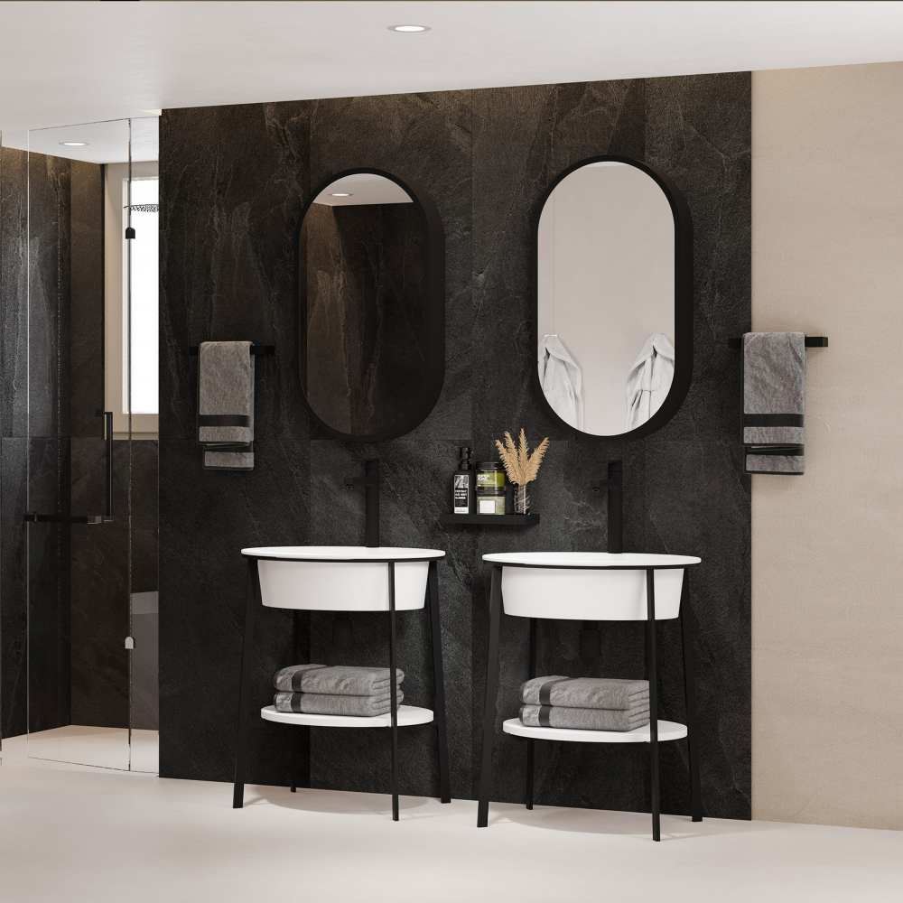 Консоль с керамической раковиной Abber Bequem AC2131MW 70x50x83 (белый матовый)