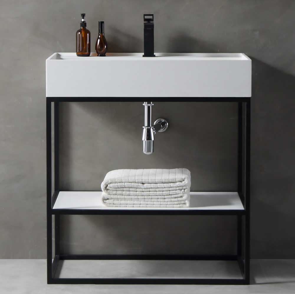 Консоль с раковиной Abber Stein AS2630 80x45x90 (белый матовый), напольная