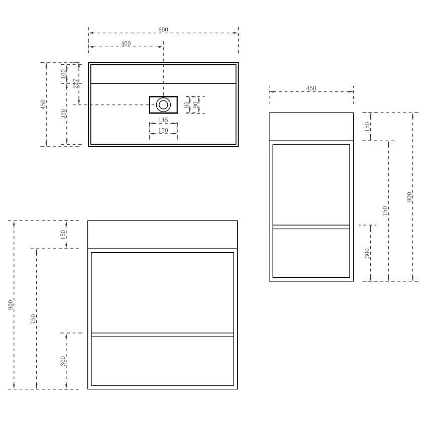 Консоль с раковиной Abber Stein AS2630 80x45x90 (белый матовый), напольная