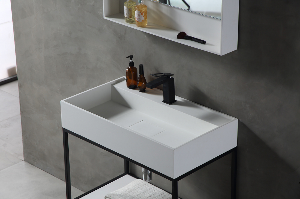 Консоль с раковиной Abber Stein AS2630 80x45x90 (белый матовый), напольная