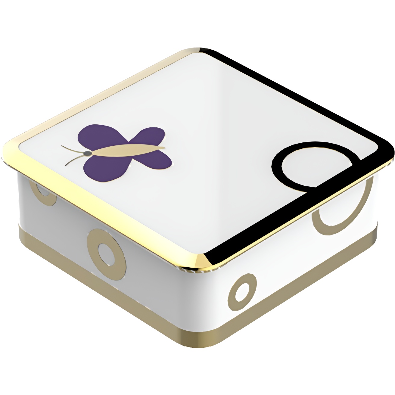 Коробка для таблеток фарфоровая настольная 5.5x5.5 см. THG Capucine Mauve Decor Or A7D-A02-4617 (золотой, лиловый, белый)