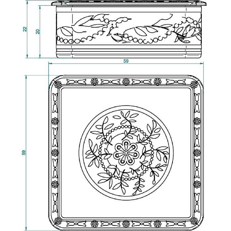 Коробка для таблеток керамическая 5.5x5.5 см. Marquise platinum decor A7G-A02-4617 (белый, платина)