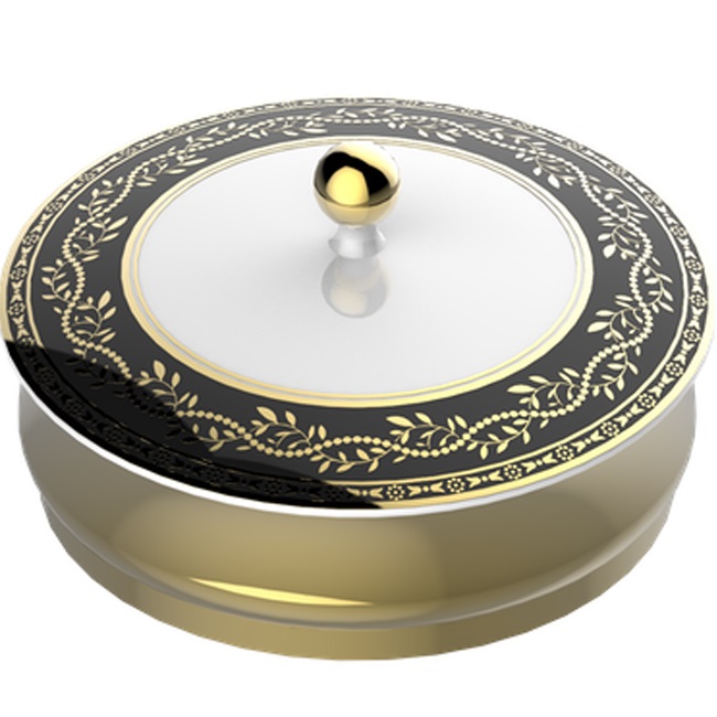 Коробка с белой фарфоровой крышкой Marquise Porcelaine Noire A7F-A02-4623 (золотой, черный)