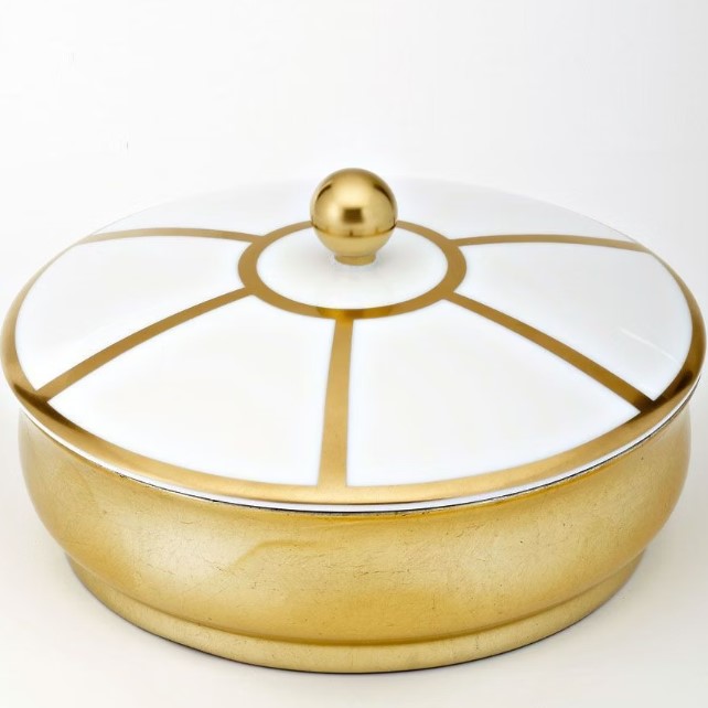 Коробка с фарфоровой крышкой Ithaque decor or A7A-A02-4623 (белый, золотой)