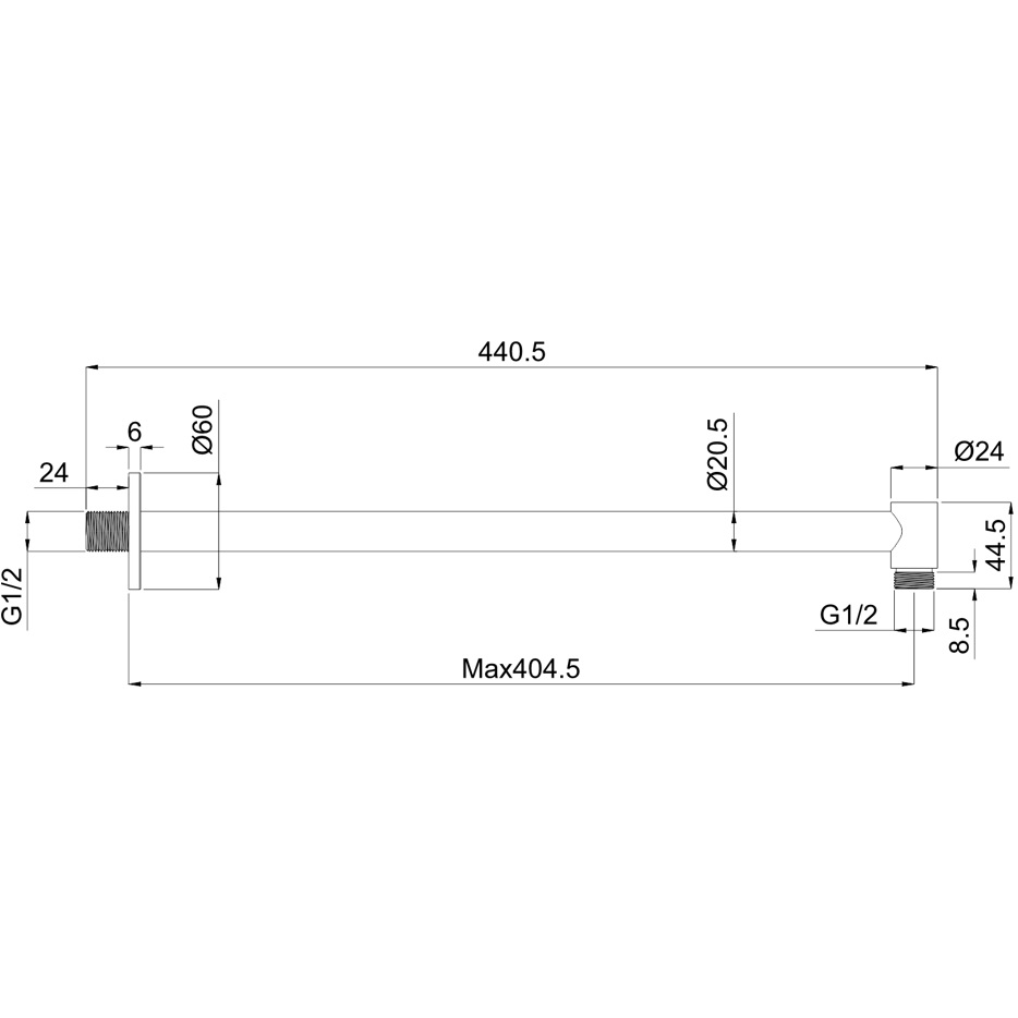 Кронштейн для душа настенный 40.4 см., Whitecross Серия Y Y1309NIB (никель брашированный PVD)