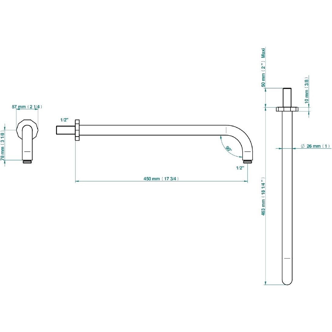 Кронштейн для верхнего душа 45 см. THG Les Ondes G8A-C01-84L (никель)
