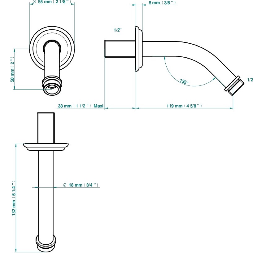 Кронштейн для верхнего душа настенный 12 см. THG Panthere Cristal clair U6A-F01-82 (золотой)
