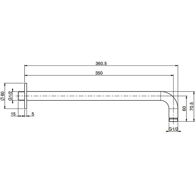 Кронштейн для верхнего душа настенный 35 см Fima Carlo Frattini Spillo Steel F2945INOX (нержавеющая сталь)