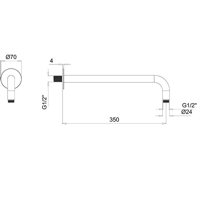 Кронштейн для верхнего душа настенный Almar Arms 35см E021113.CR (хром)