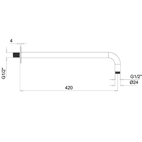 Кронштейн для верхнего душа настенный Almar Arms 42см E021115.AB (черный металл брашированный)