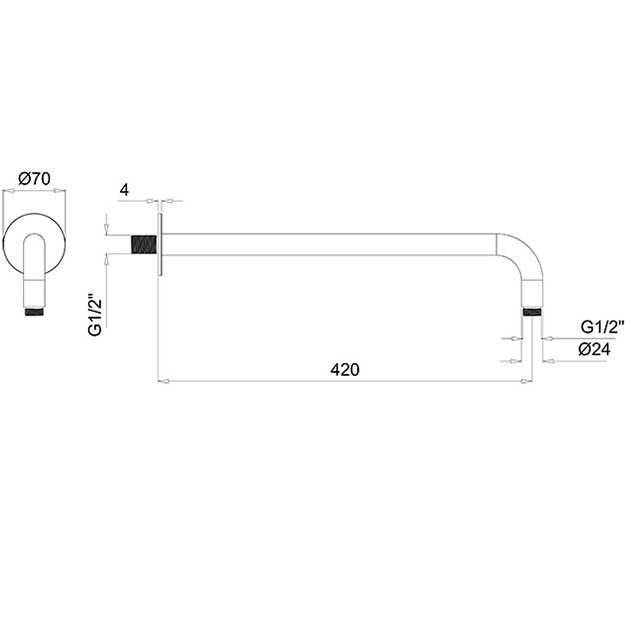 Кронштейн для верхнего душа настенный Almar Arms 42см E021115.HB (латунь брашированная)