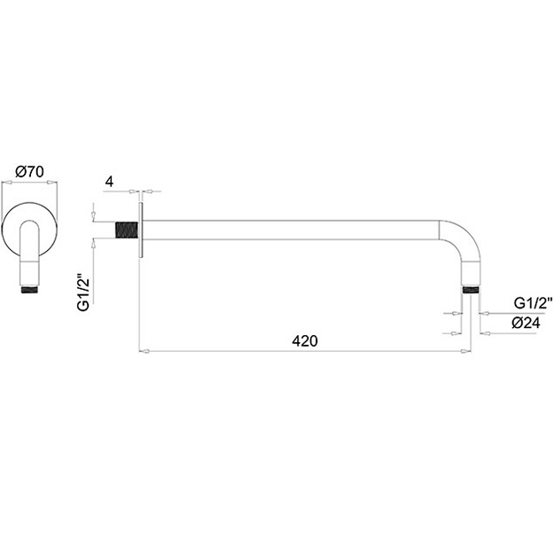 Кронштейн для верхнего душа настенный Almar Arms 42см E021115.MB (черный матовый)